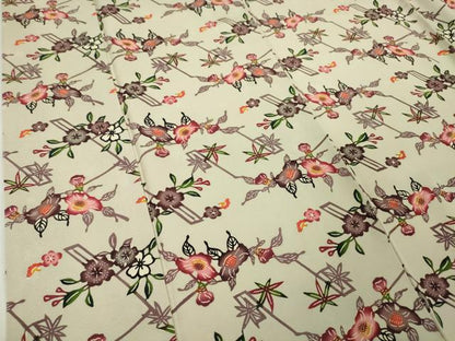 平和屋本店●希少 金城紅型染工房 金城盛弘 琉球びんがた 小紋 草花文 素色地 反端付き 逸品 DZAA5044kh5