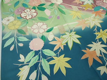 平和屋本店●極上 創業460年・千總 振袖 駒刺繍 枝垂れ吉祥花文 暈し染め 金彩 三越扱い 逸品 DZAA5047kh5