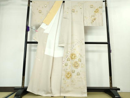 平和屋本店■極上　創業460年・千總　訪問着　駒刺繍　正倉院鳳凰花文　薄い灰梅色地　金彩　三越扱い　逸品　未使用　DZAA5052kh5
