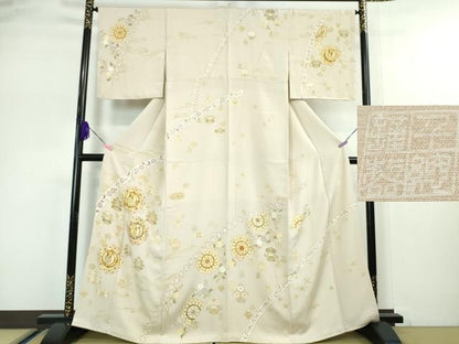 平和屋本店■極上　創業460年・千總　訪問着　駒刺繍　正倉院鳳凰花文　薄い灰梅色地　金彩　三越扱い　逸品　未使用　DZAA5052kh5