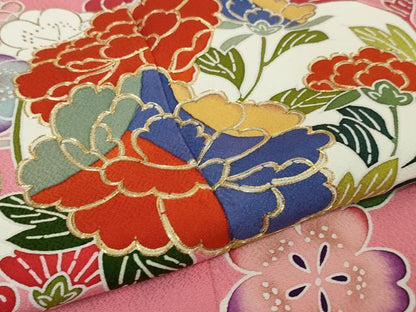 平和屋本店■極上　創業460年・千總　振袖・長襦袢(無双仕立て)セット　駒刺繍　花丸文　桃色地　金彩　高島屋扱い　逸品　DZAA5053kh5
