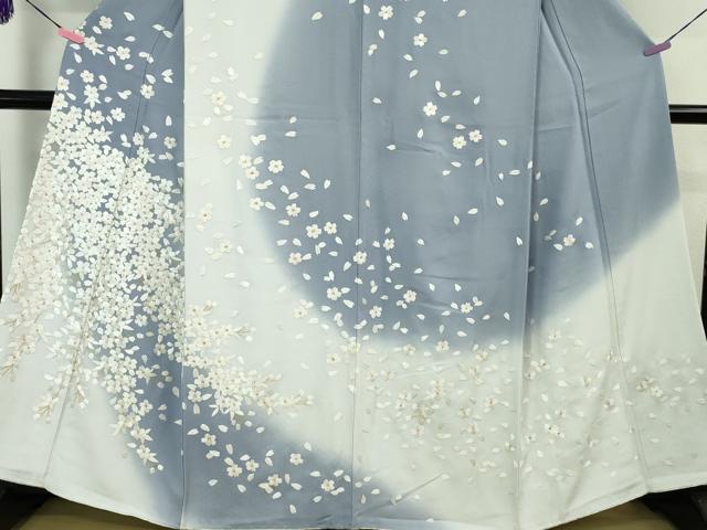 平和屋本店●極上 訪問着 総刺繍 舞桜 暈し染め 金糸 逸品 DZAA5056kh5