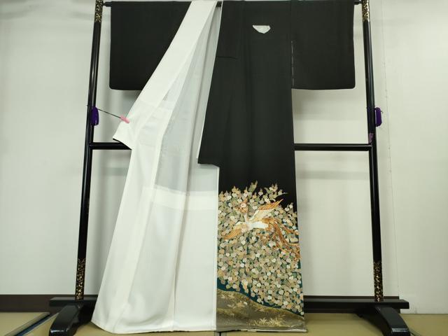 平和屋本店●極上 創業460年・千總 黒留袖 螺鈿 駒刺繍 鳳凰 菊 暈し染め 金彩 逸品 DZAA5057kh5