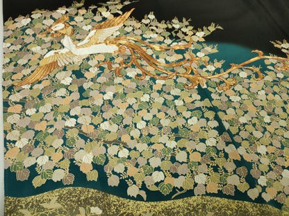 平和屋本店●極上 創業460年・千總 黒留袖 螺鈿 駒刺繍 鳳凰 菊 暈し染め 金彩 逸品 DZAA5057kh5