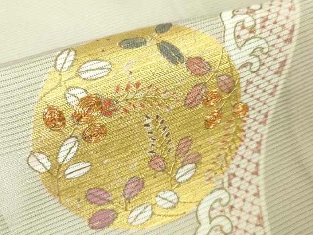 平和屋本店■極上 夏物　銀座きしや　訪問着　絽　駒刺繍　立波　花丸文　灰白色地　金彩　たとう紙・反端付き　逸品　未使用　DZAA5058kh5