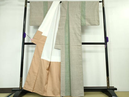 平和屋本店●極上 本場結城紬 重要無形文化財 100亀甲 間道 逸品 DZAA5061kh5