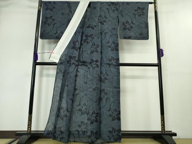 平和屋本店■極上　夏物　重要無形文化財　本場宮古上布　苧麻　花唐草文　逸品　未使用　DZAA5063kh5