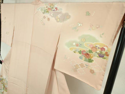 平和屋本店●極上 創業460年・千總 訪問着 駒刺繍 吉祥花文 虹色地 暈し染め 金彩 逸品 DZAA5065kh5