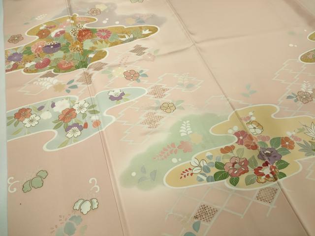 平和屋本店●極上 創業460年・千總 訪問着 駒刺繍 吉祥花文 虹色地 暈し染め 金彩 逸品 DZAA5065kh5