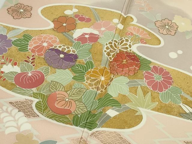 平和屋本店●極上 創業460年・千總 訪問着 駒刺繍 吉祥花文 虹色地 暈し染め 金彩 逸品 DZAA5065kh5