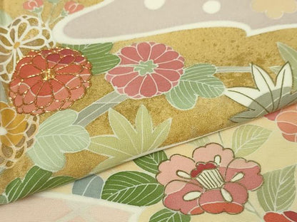 平和屋本店●極上 創業460年・千總 訪問着 駒刺繍 吉祥花文 虹色地 暈し染め 金彩 逸品 DZAA5065kh5