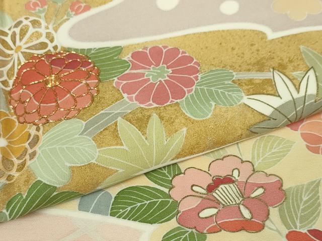 平和屋本店●極上 創業460年・千總 訪問着 駒刺繍 吉祥花文 虹色地 暈し染め 金彩 逸品 DZAA5065kh5