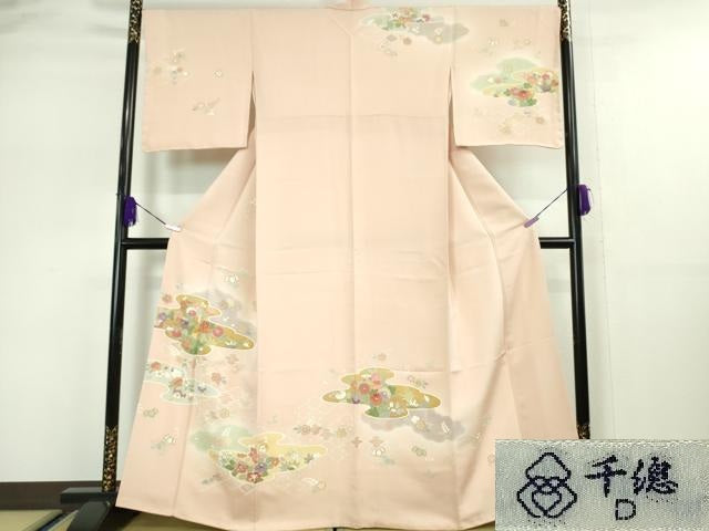 平和屋本店●極上 創業460年・千總 訪問着 駒刺繍 吉祥花文 虹色地 暈し染め 金彩 逸品 DZAA5065kh5
