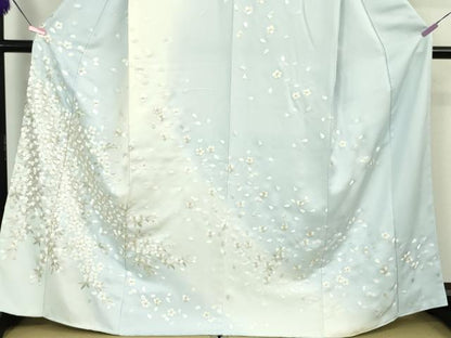 平和屋本店●極上　訪問着　総刺繍　舞桜　暈し染め　金糸　反端付き　逸品　未使用　DZAA5069kh6