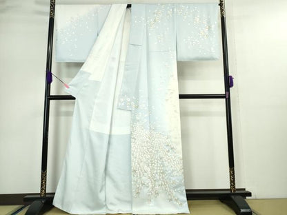 平和屋本店●極上　訪問着　総刺繍　舞桜　暈し染め　金糸　反端付き　逸品　未使用　DZAA5069kh6