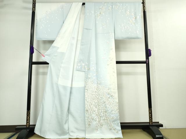 平和屋本店●極上　訪問着　総刺繍　舞桜　暈し染め　金糸　反端付き　逸品　未使用　DZAA5069kh6