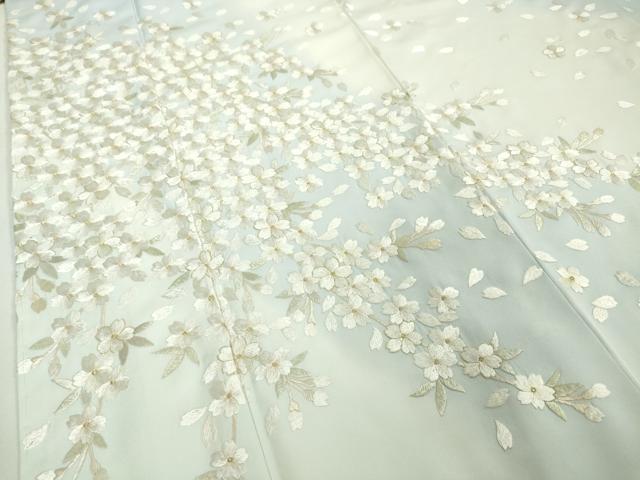 平和屋本店●極上　訪問着　総刺繍　舞桜　暈し染め　金糸　反端付き　逸品　未使用　DZAA5069kh6