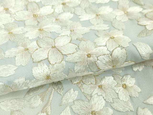 平和屋本店●極上　訪問着　総刺繍　舞桜　暈し染め　金糸　反端付き　逸品　未使用　DZAA5069kh6