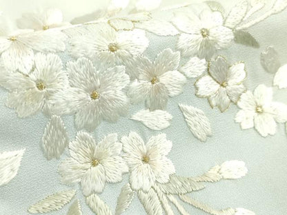 平和屋本店●極上　訪問着　総刺繍　舞桜　暈し染め　金糸　反端付き　逸品　未使用　DZAA5069kh6