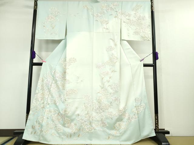 平和屋本店●極上　訪問着　総刺繍　紫陽花　暈し染め　金糸　反端付き　逸品　未使用　DZAA5070kh6 平和屋本店○極上 中国三大刺繍 スワトウ刺繍 汕頭刺繍 訪問着 鴛鴦花
