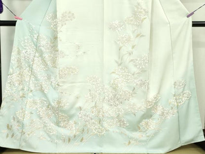 平和屋本店●極上　訪問着　総刺繍　紫陽花　暈し染め　金糸　反端付き　逸品　未使用　DZAA5070kh6