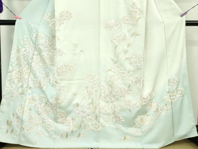 平和屋本店●極上　訪問着　総刺繍　紫陽花　暈し染め　金糸　反端付き　逸品　未使用　DZAA5070kh6