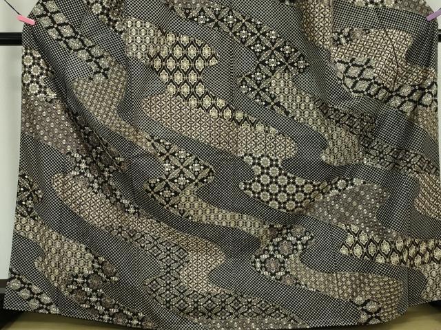 平和屋本店●極上 中国三大刺繍 スワトウ刺繍 総刺繍 本場縞大島紬 訪問着 黒地 上代380万 堀之内織物謹製 証紙付 逸品 未使用 DZAA5071kh5