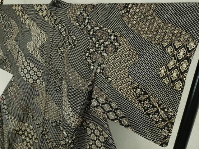平和屋本店●極上 中国三大刺繍 スワトウ刺繍 総刺繍 本場縞大島紬 訪問着 黒地 上代380万 堀之内織物謹製 証紙付 逸品 未使用 DZAA5071kh5