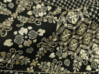 平和屋本店●極上 中国三大刺繍 スワトウ刺繍 総刺繍 本場縞大島紬 訪問着 黒地 上代380万 堀之内織物謹製 証紙付 逸品 未使用 DZAA5071kh5
