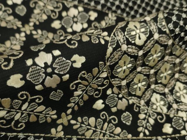 平和屋本店●極上 中国三大刺繍 スワトウ刺繍 総刺繍 本場縞大島紬 訪問着 黒地 上代380万 堀之内織物謹製 証紙付 逸品 未使用 DZAA5071kh5