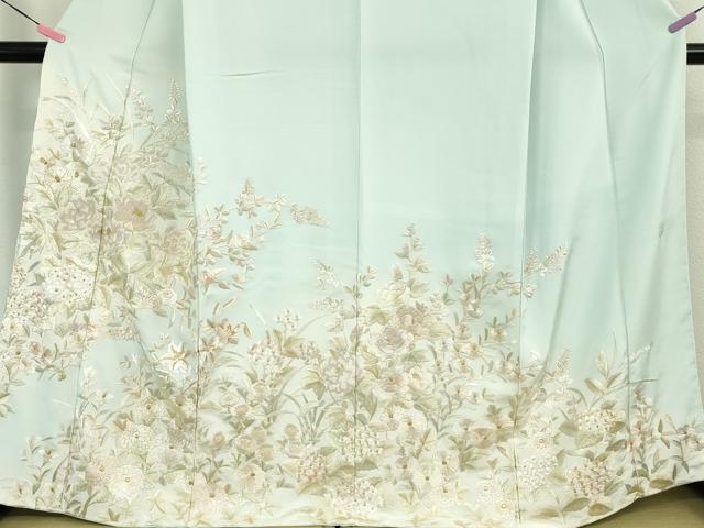 平和屋本店●極上　中国三大刺繍　相良刺繍　総刺繍　訪問着　作家物　吉祥花文　暈し染め　金糸　反端付き　逸品　未使用　DZAA5074kh6
