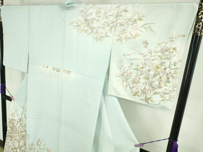 平和屋本店●極上　中国三大刺繍　相良刺繍　総刺繍　訪問着　作家物　吉祥花文　暈し染め　金糸　反端付き　逸品　未使用　DZAA5074kh6
