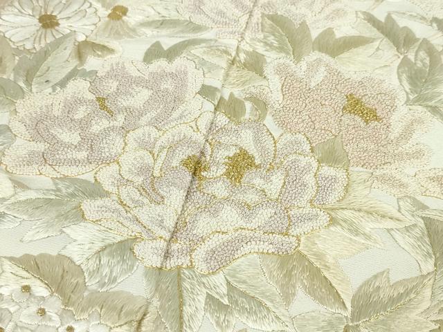 平和屋本店●極上　中国三大刺繍　相良刺繍　総刺繍　訪問着　作家物　吉祥花文　暈し染め　金糸　反端付き　逸品　未使用　DZAA5074kh6