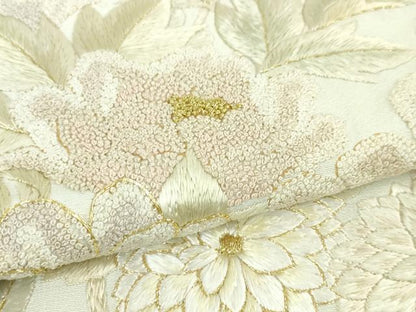 平和屋本店●極上　中国三大刺繍　相良刺繍　総刺繍　訪問着　作家物　吉祥花文　暈し染め　金糸　反端付き　逸品　未使用　DZAA5074kh6