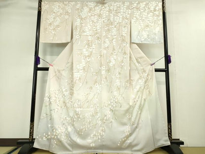 平和屋本店■極上　訪問着　総刺繍　枝垂れ桜　暈し染め　金糸　反端付き　逸品　未使用　DZAA5075kh5