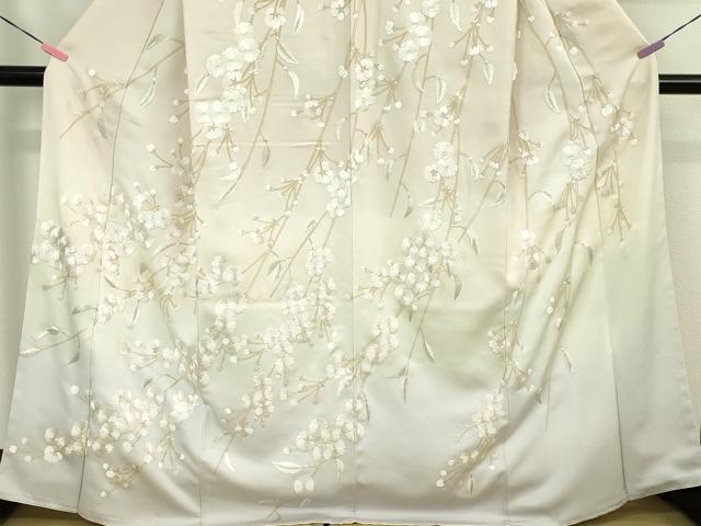 平和屋本店■極上　訪問着　総刺繍　枝垂れ桜　暈し染め　金糸　反端付き　逸品　未使用　DZAA5075kh5