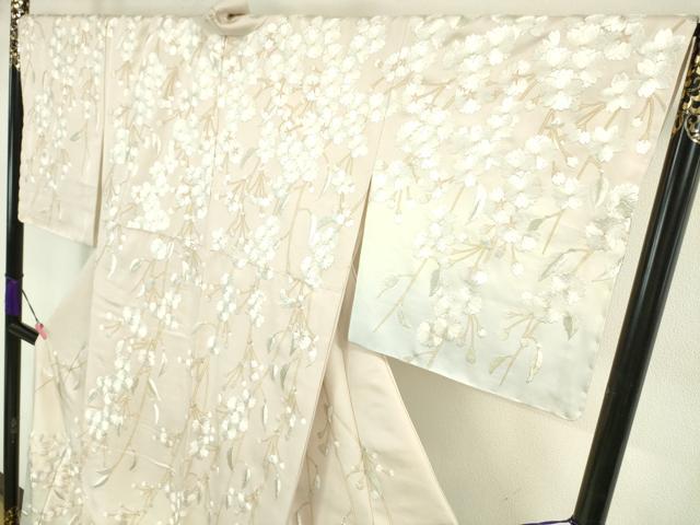 平和屋本店■極上　訪問着　総刺繍　枝垂れ桜　暈し染め　金糸　反端付き　逸品　未使用　DZAA5075kh5
