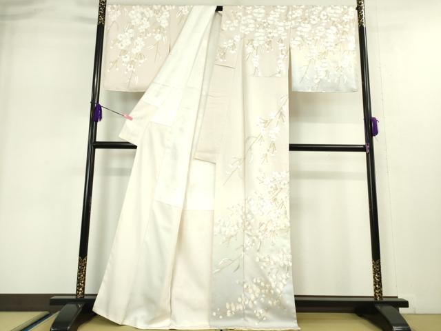 平和屋本店■極上　訪問着　総刺繍　枝垂れ桜　暈し染め　金糸　反端付き　逸品　未使用　DZAA5075kh5