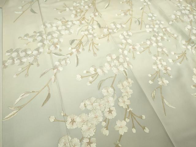 平和屋本店■極上　訪問着　総刺繍　枝垂れ桜　暈し染め　金糸　反端付き　逸品　未使用　DZAA5075kh5