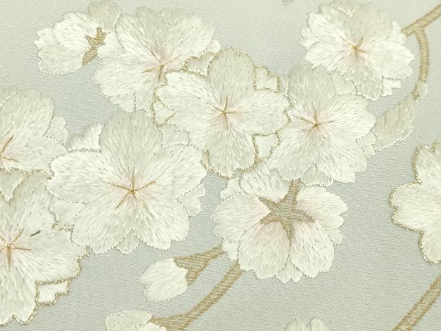 平和屋本店■極上　訪問着　総刺繍　枝垂れ桜　暈し染め　金糸　反端付き　逸品　未使用　DZAA5075kh5
