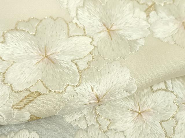 平和屋本店■極上　訪問着　総刺繍　枝垂れ桜　暈し染め　金糸　反端付き　逸品　未使用　DZAA5075kh5