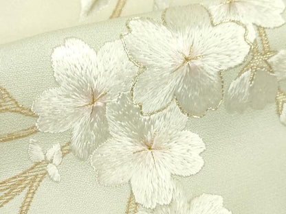 平和屋本店■極上　訪問着　総刺繍　枝垂れ桜　暈し染め　金糸　反端付き　逸品　未使用　DZAA5075kh5