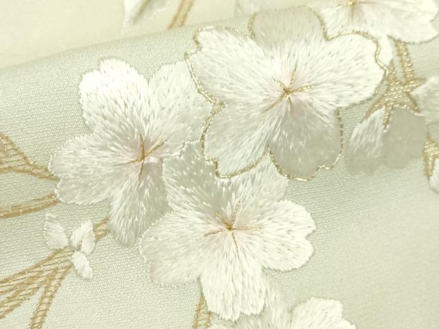 平和屋本店■極上　訪問着　総刺繍　枝垂れ桜　暈し染め　金糸　反端付き　逸品　未使用　DZAA5075kh5