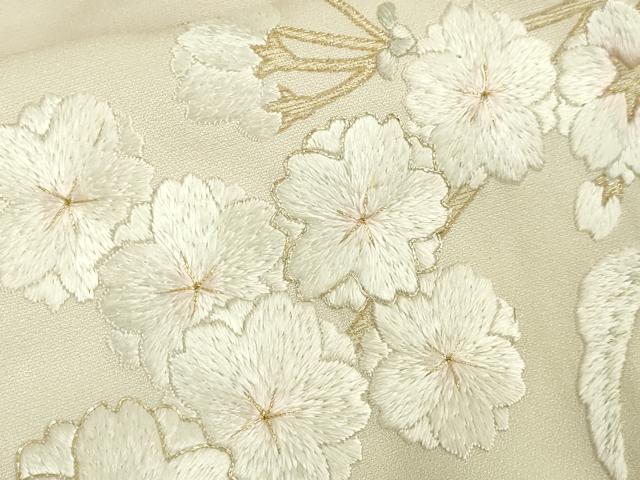 平和屋本店■極上　訪問着　総刺繍　枝垂れ桜　暈し染め　金糸　反端付き　逸品　未使用　DZAA5075kh5