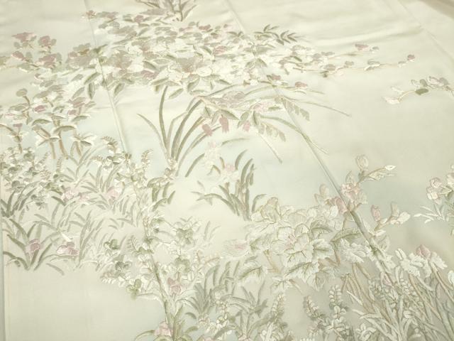 平和屋本店■極上　訪問着　総刺繍　駒刺繍　吉祥花文　暈し染め　金糸　反端付き　逸品　未使用　DZAA5076kh5