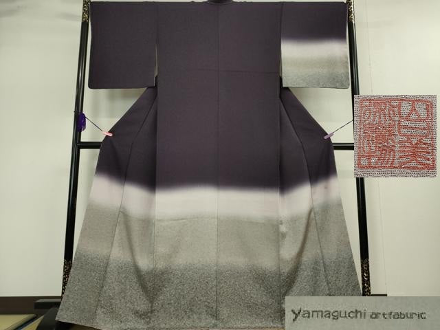 平和屋本店●極上 山口美術織物 皇室 伊勢神宮御用 西陣織 訪問着 蒔糊文 暈し染め 銀通し地 反端・タグ付き 逸品 未使用 DZAA5077kh5