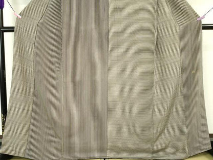 平和屋本店●極上　池田重子コレクション　訪問着　片身替わり　縦縞　横縞　黒地　逸品　DZAA5087kh6