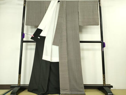 平和屋本店●極上　池田重子コレクション　訪問着　片身替わり　縦縞　横縞　黒地　逸品　DZAA5087kh6