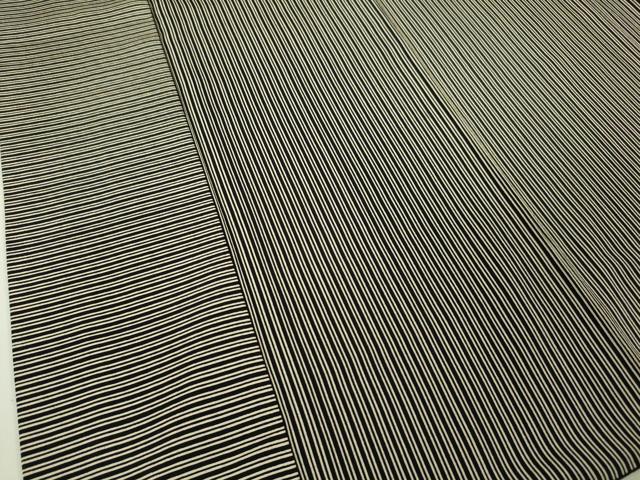 平和屋本店○極上 池田重子コレクション 訪問着 片身替わり 縦縞 横縞 黒地