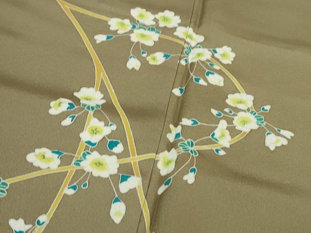 平和屋本店●極上 本加賀友禅作家 由水煌人 訪問着 枝花文 灰汁色地 逸品 未使用 DZAA5088kh5